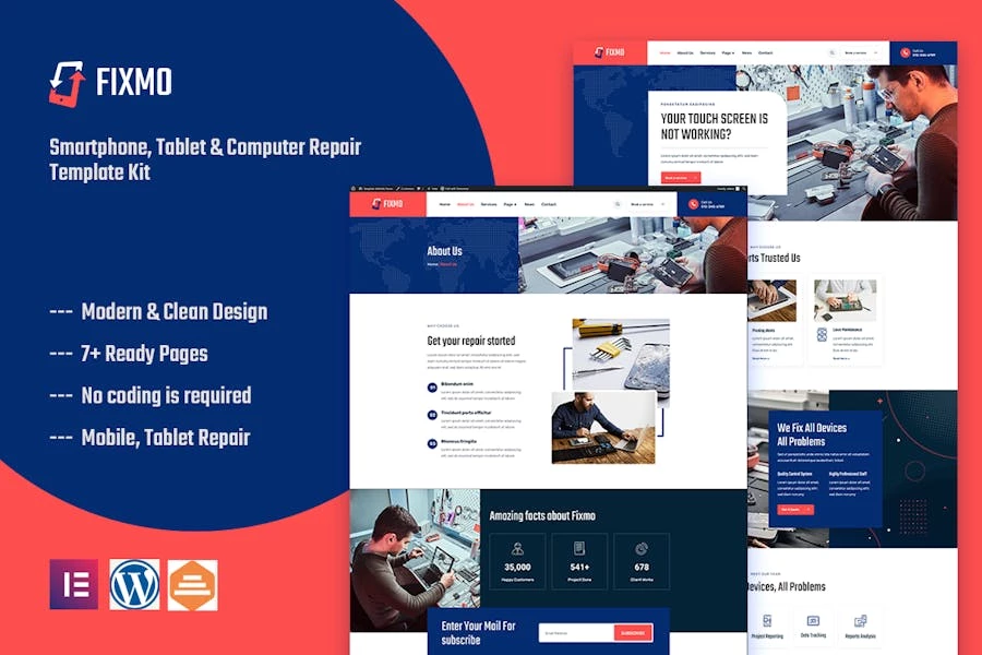 Fixmo: Template Kit de reparación de teléfonos inteligentes, tabletas y computadoras