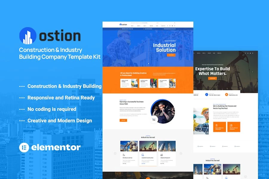 Ostion - Template Kit para empresas de construcción e industria