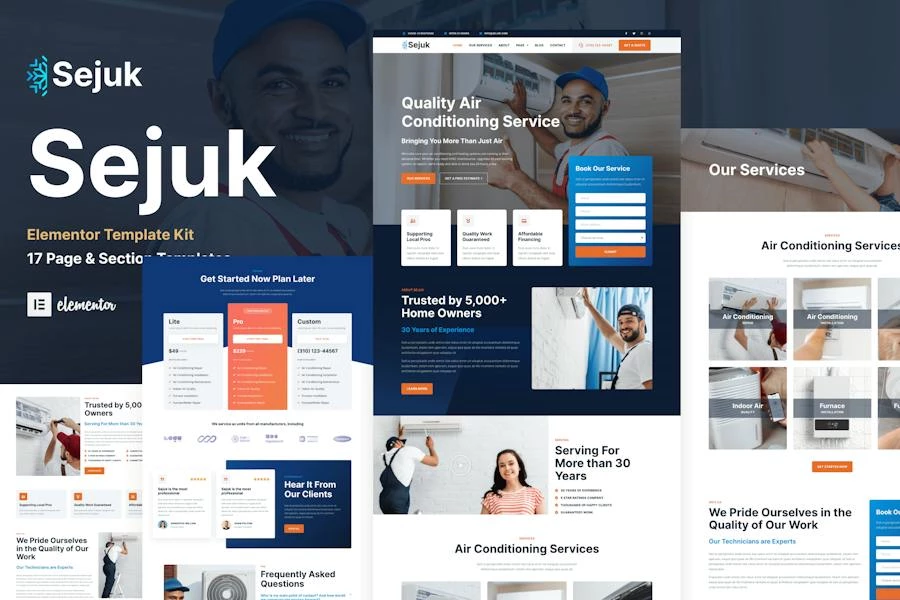 Sejuk - Template Kit Elementor Pro para el servicio de reparación de aire acondicionado y HVAC