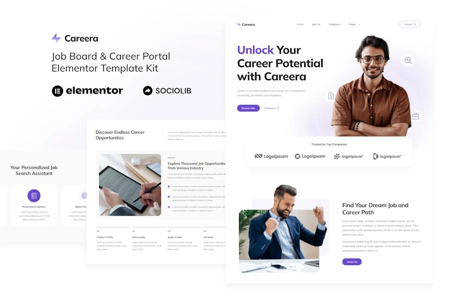 Careera - Template Kit Elementor para bolsa de trabajo y portal de empleo