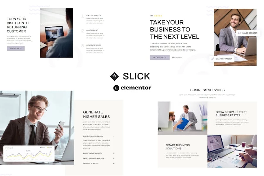 Slick - Template Kit Elementor multipropósito para Agencia de negocios y marketing
