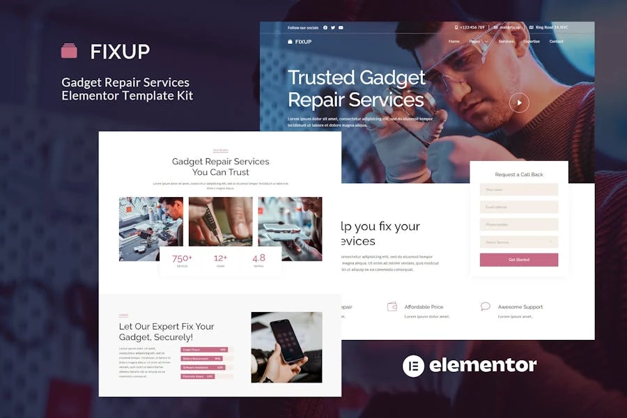 FixUp - Template Kit Elementor de Gadget Repair Services