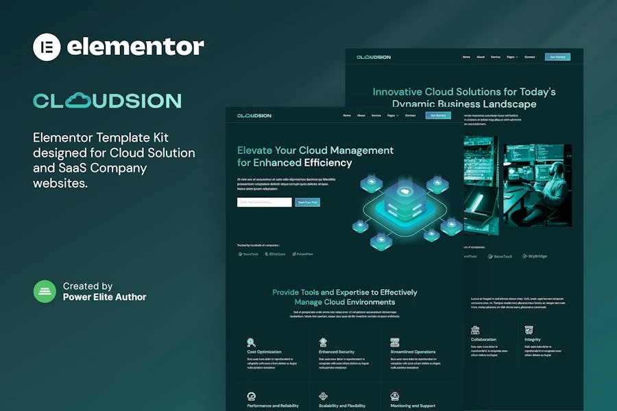 Cloudsion ? Kit de plantillas Elementor para empresas de SaaS y soluciones en la nube