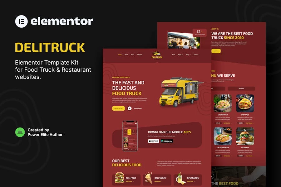 Delitruck ? Template Kit Elementor para restaurantes y camiones de comida