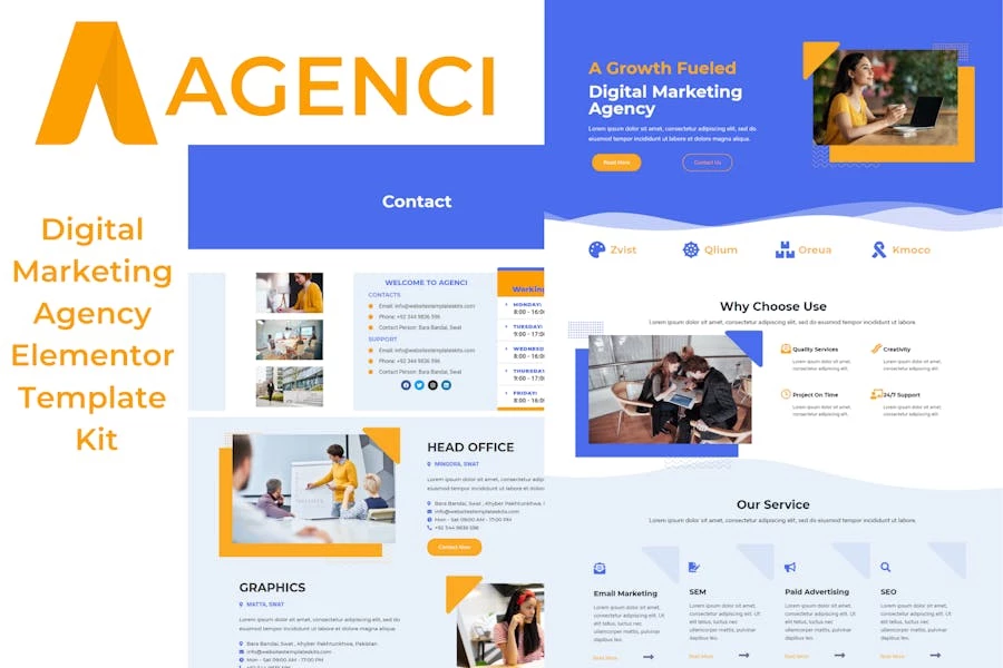 Agenci - Template Kit Elementor para Agencia de marketing digital