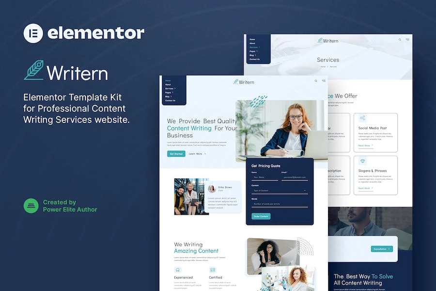 Writern ? Template Kit Elementor para servicios de redacción de
