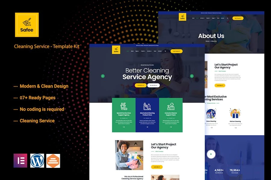 Safee - Template Kit Elementor para servicio de limpieza