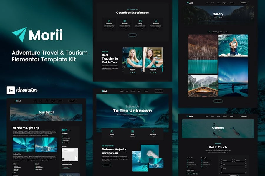 Morii - Template Kit Elementor para viajes de aventura y turismo