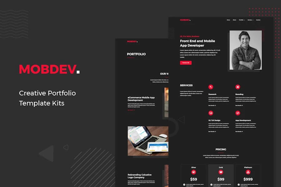 Mobdev - Template Kit Elementor para Porfolio creativo y currículum
