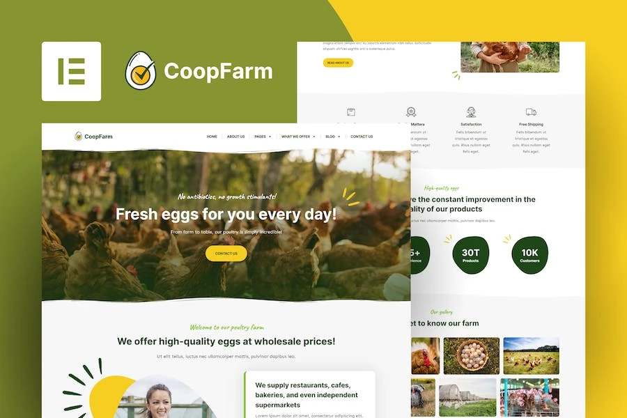CoopFarm - Template Kit Elementor para granjas avícolas