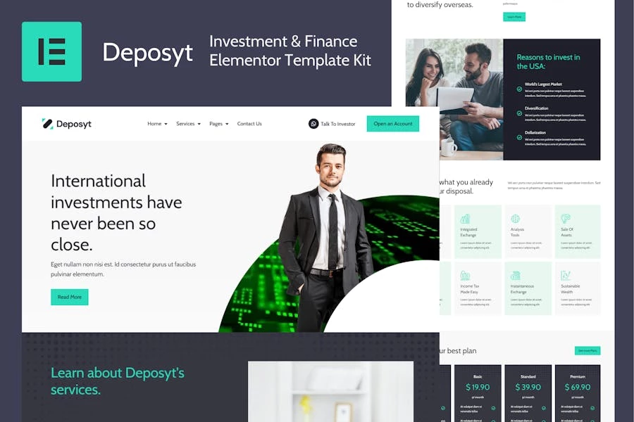 Deposyt - Template Kit de Elementor de inversiones y finanzas