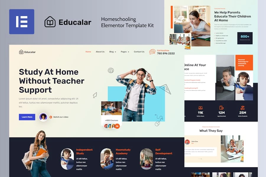 Educalar - Template Kit de Elementor para la educación en el hogar