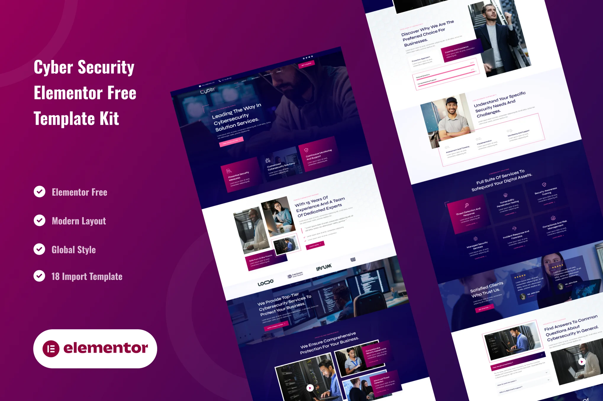 Sybergad - Kit de plantillas Elementor para servicios de ciberseguridad