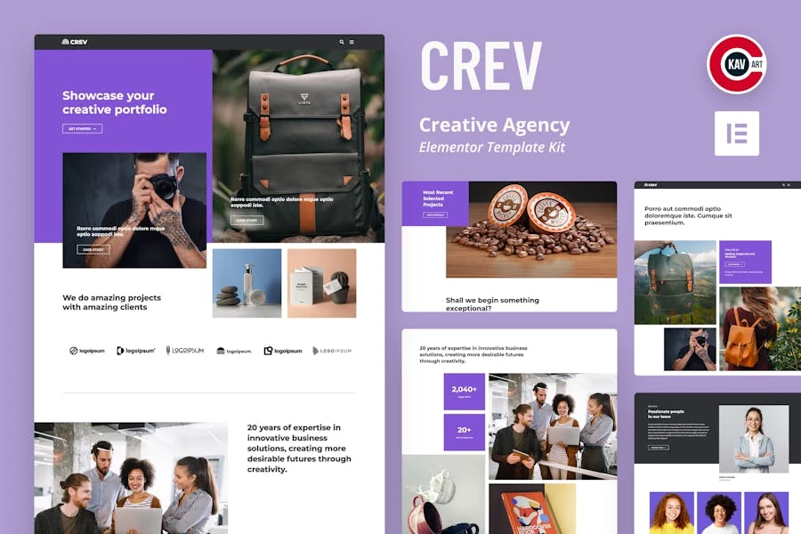 Crev - Template Kit de Elementor de agencia creativa