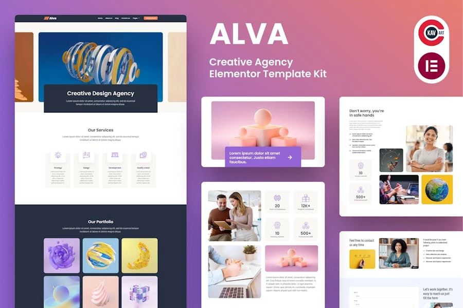 Alva - Template Kit Elementor para Agencia creativas