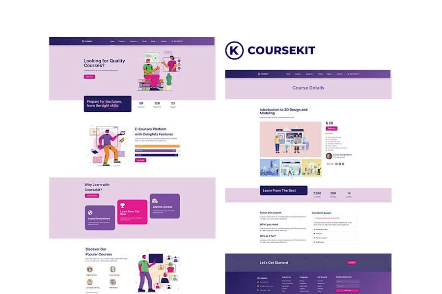 CourseKit - Kit de plantillas Elementor de aprendizaje electrónico en línea
