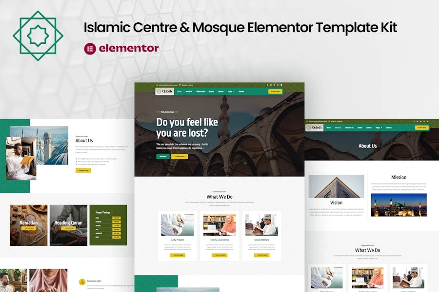 Qubsh - Template Kit Elementor para centros islámicos y mezquitas