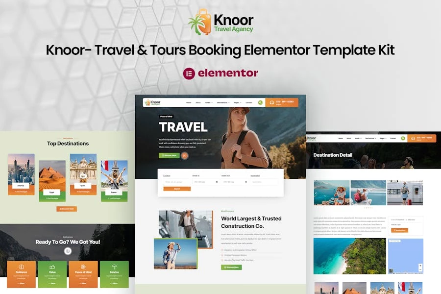 Knoor - Template Kit Elementor para reservas de viajes y excursiones