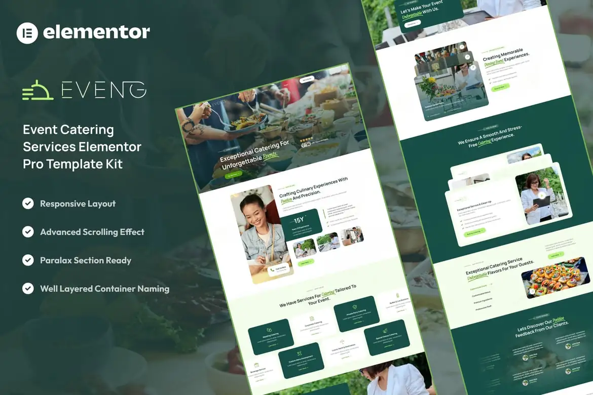 Event - Kit de plantillas Elementor Pro para servicios de catering para eventos