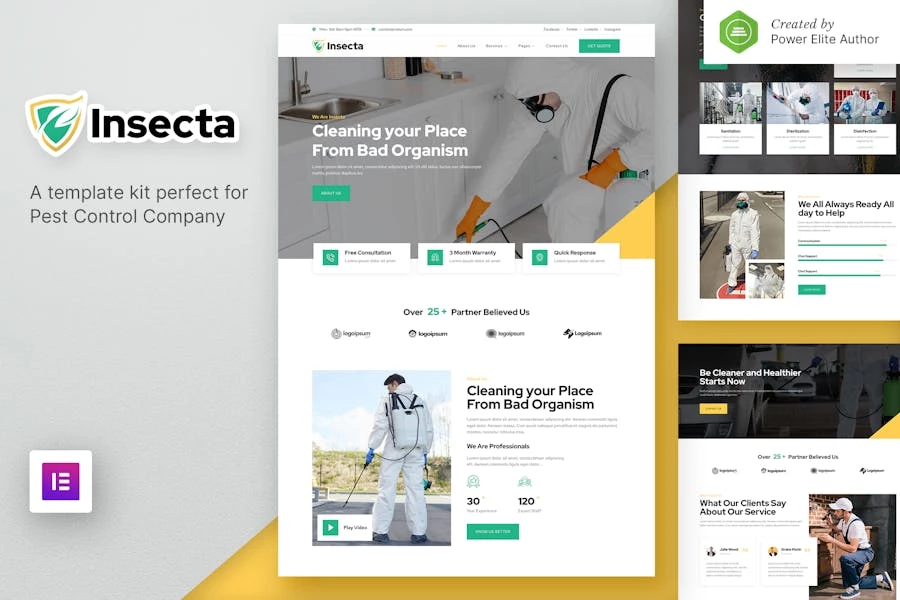Insecta ? Kit de plantillas Elementor para el control de plagas y la desinfección