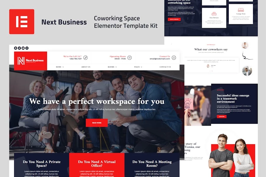 Next Business - Template Kit de espacio de coworking Elementor