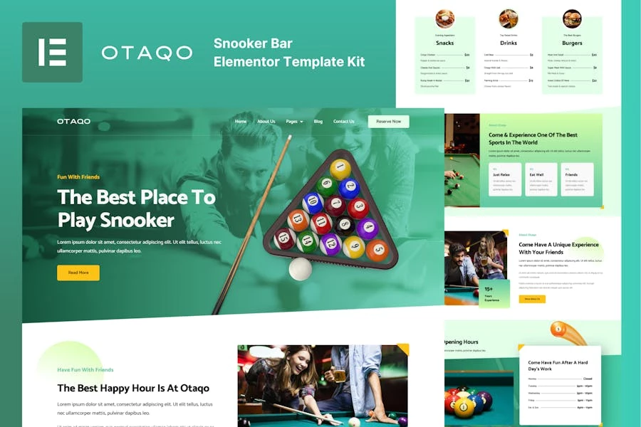 Otaqo - Template Kit Elementor para billar y billar