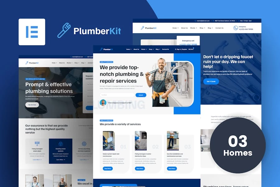 PlumberKit - Template Kit Elementor para servicios de fontanería