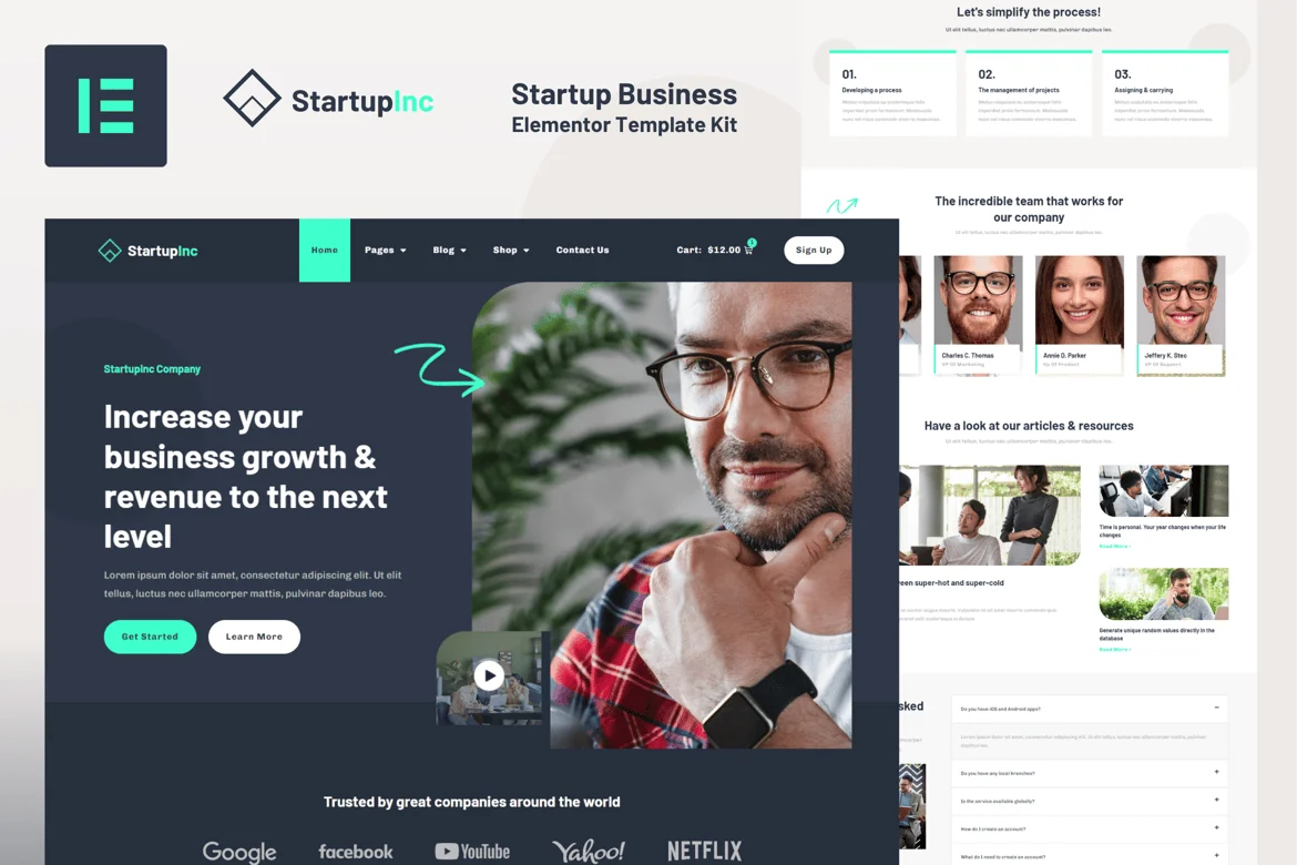 StartupInc - Kit de plantillas Elementor Pro para empresas emergentes