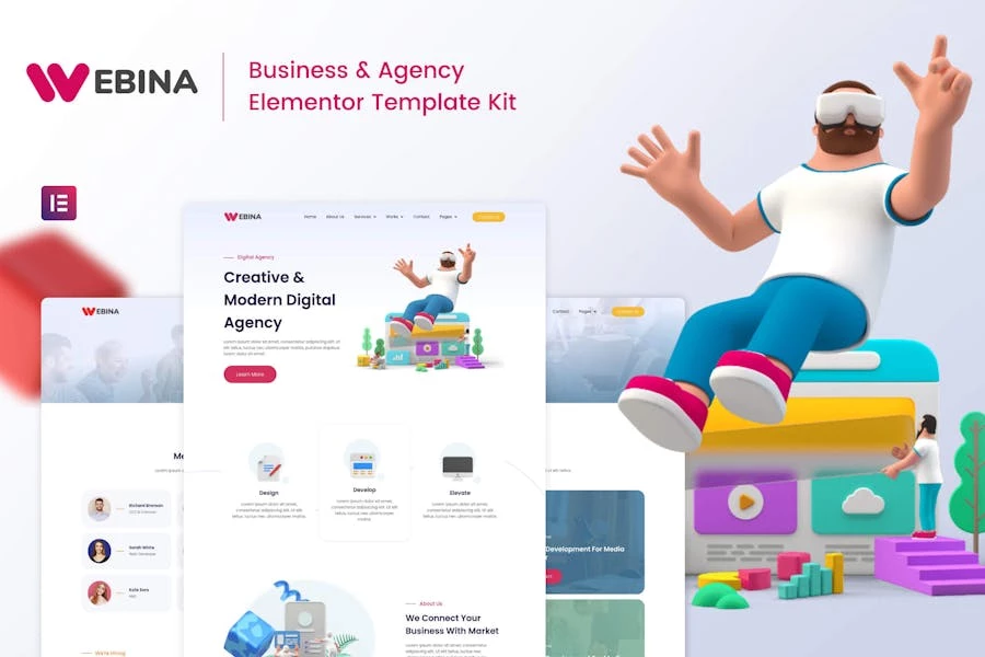 Webina - Template Kit de Elementor para Agencia comerciales y startups