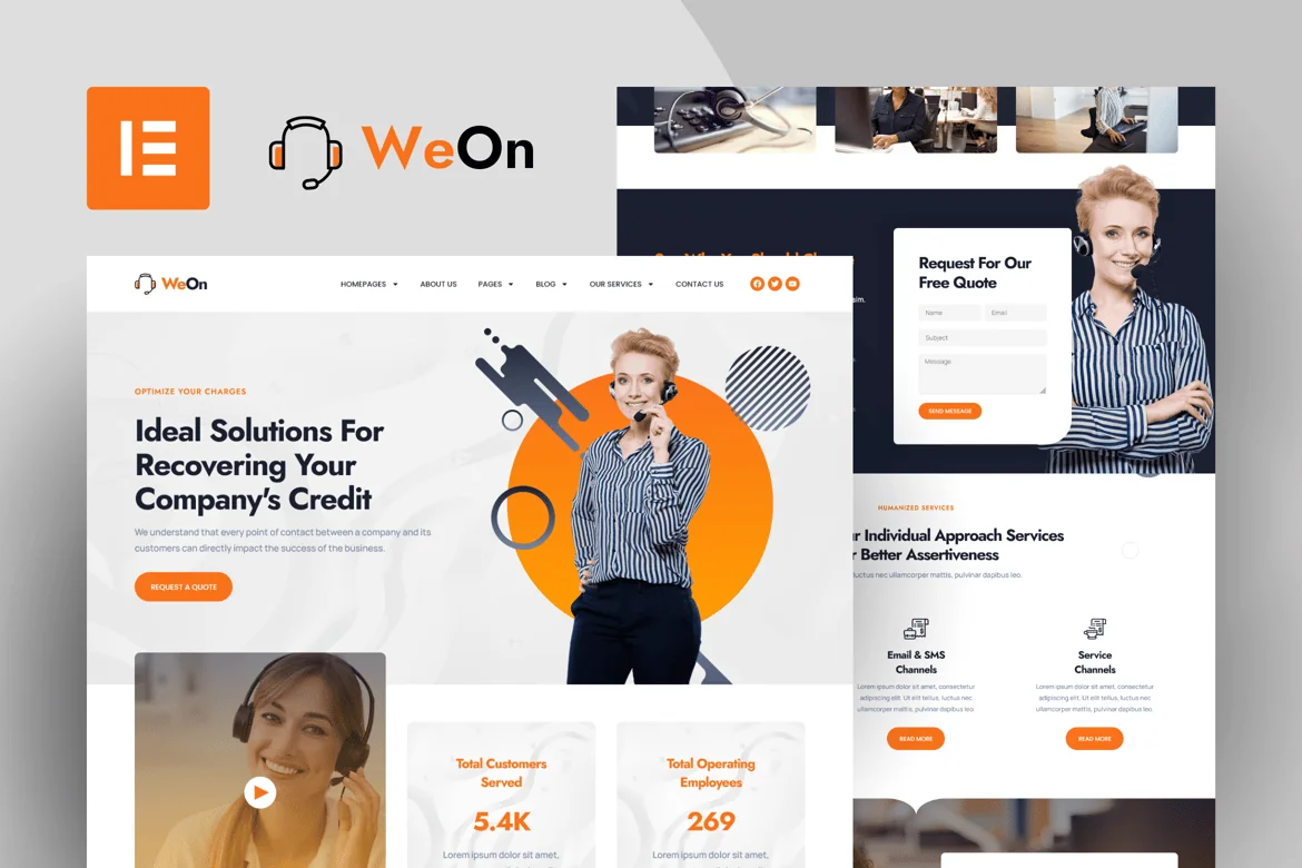WeOn - Kit de plantillas Elementor Pro para call center y telemarketing