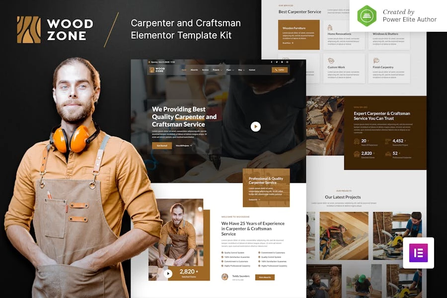 Woodzone - Template Kit Elementor Carpenter & Craftsman