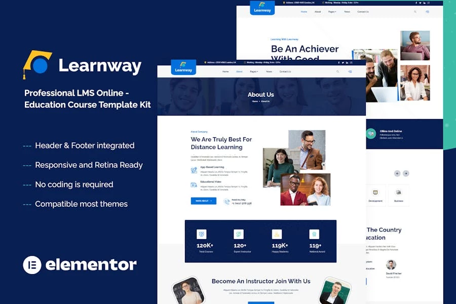 Learnway - Template Kit Elementor para cursos de educación profesional en línea