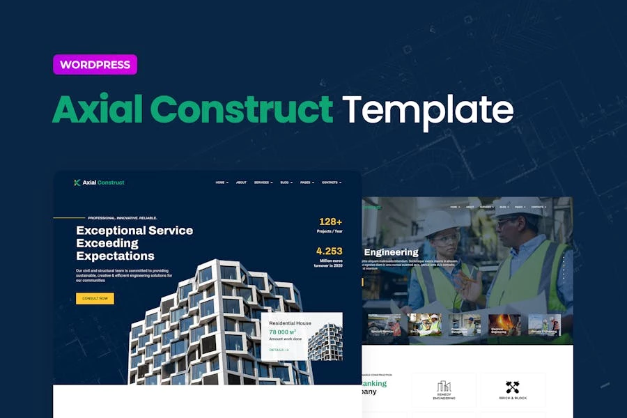 Axial ? Template Kit Elementor para empresas de construcción