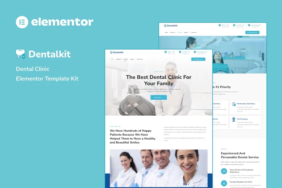 Dentistkit - Template Kit Elementor para clínica dental