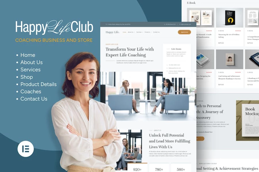 Happy Life Club - Kit de plantillas Elementor para tutores de negocios