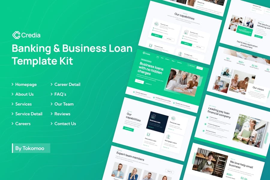 Credia | Kit de plantillas Elementor para préstamos bancarios y empresariales