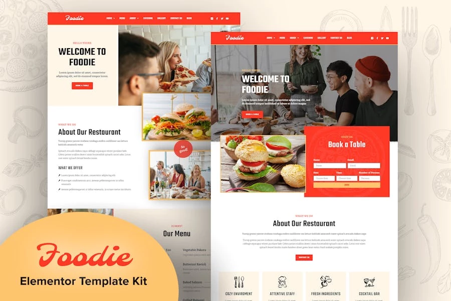 Foodie - Template Kit Elementor de comida rápida