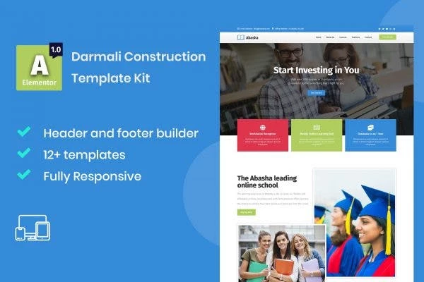 Abasha - Template Kit Elementor para cursos de educación y aprendizaje