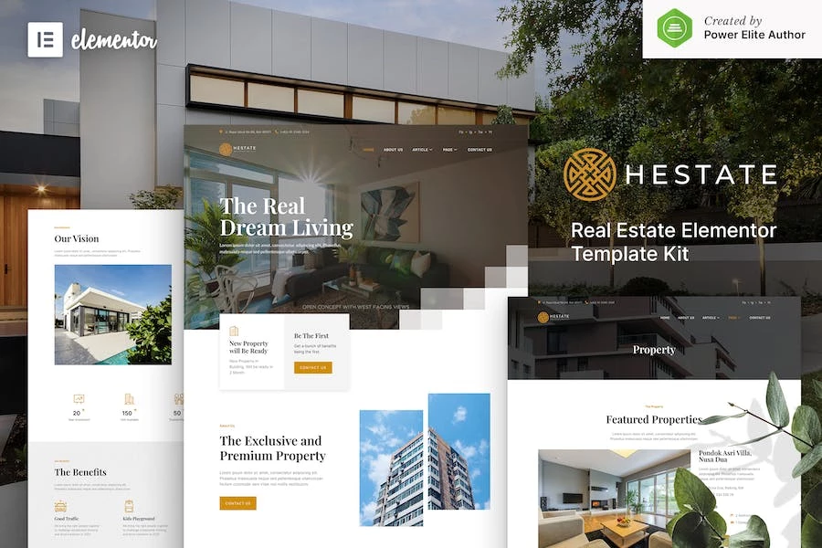 Hestate - Template Kit Elementor de bienes raíces