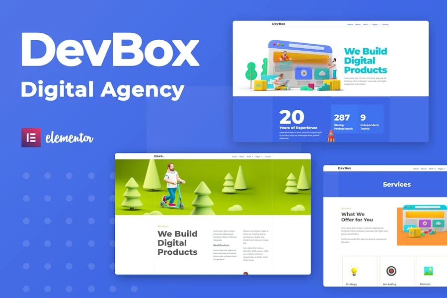 DevBox ? Kit de plantillas Elementor para agencias digitales creativas
