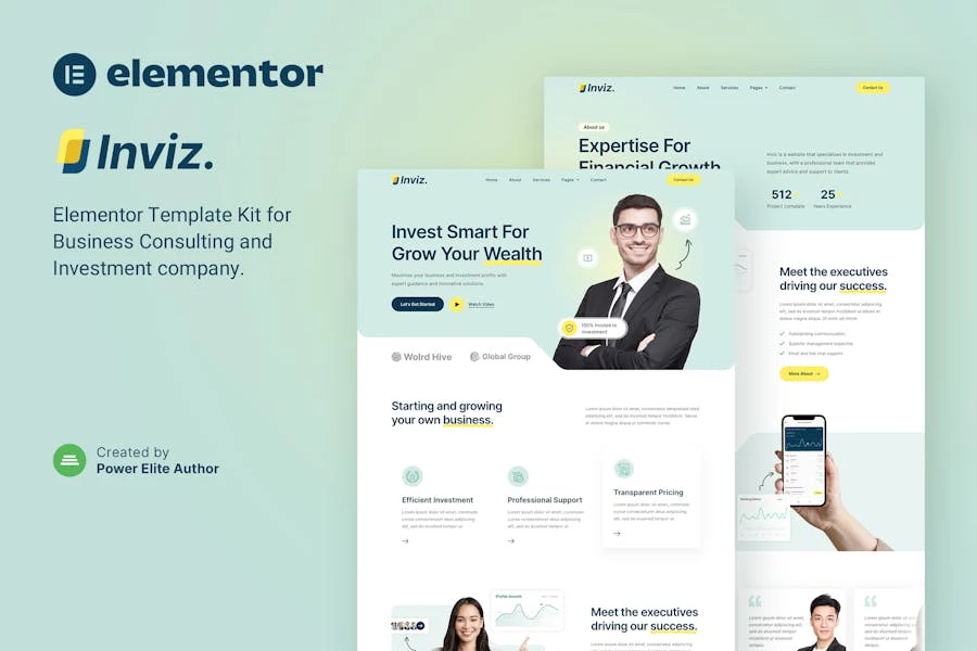 Inviz ? Template Kit Elementor para consultoría empresarial e inversión