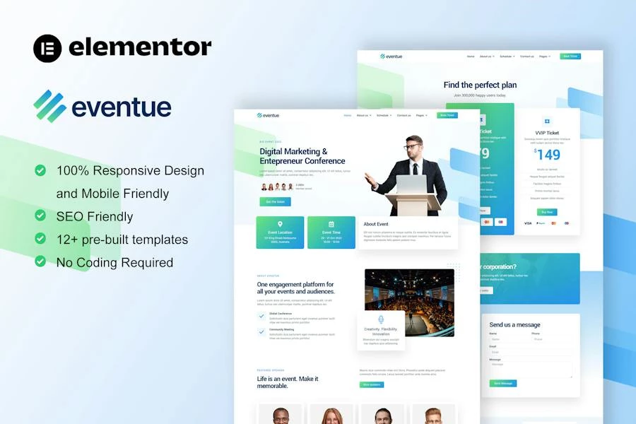 Eventue - Template Kit Elementor para eventos y conferencias