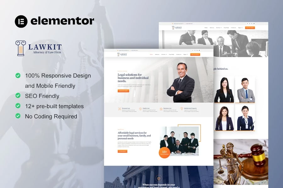 Lawkit - Template Kit Elementor para bufetes de abogados