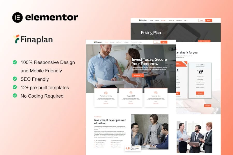 FinaPlan - Template Kit de Elementor de Finanzas e Inversiones