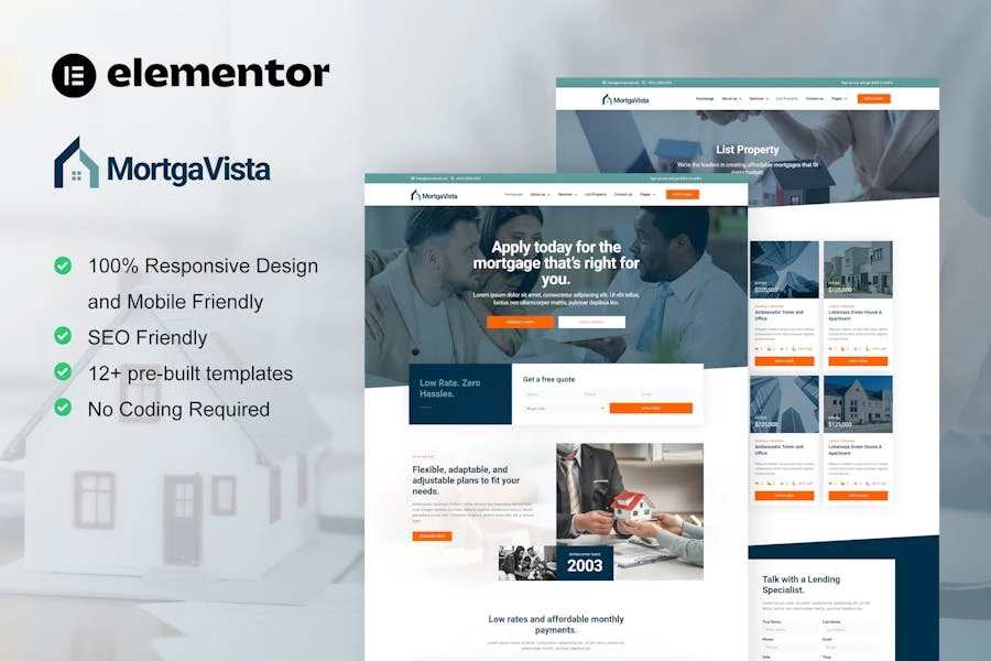 Mortgavista - Template Kit Mortgage Elementor Pro