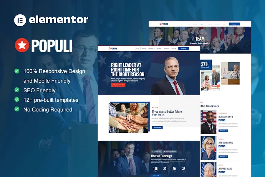 Populi - Template Kit Elementor político