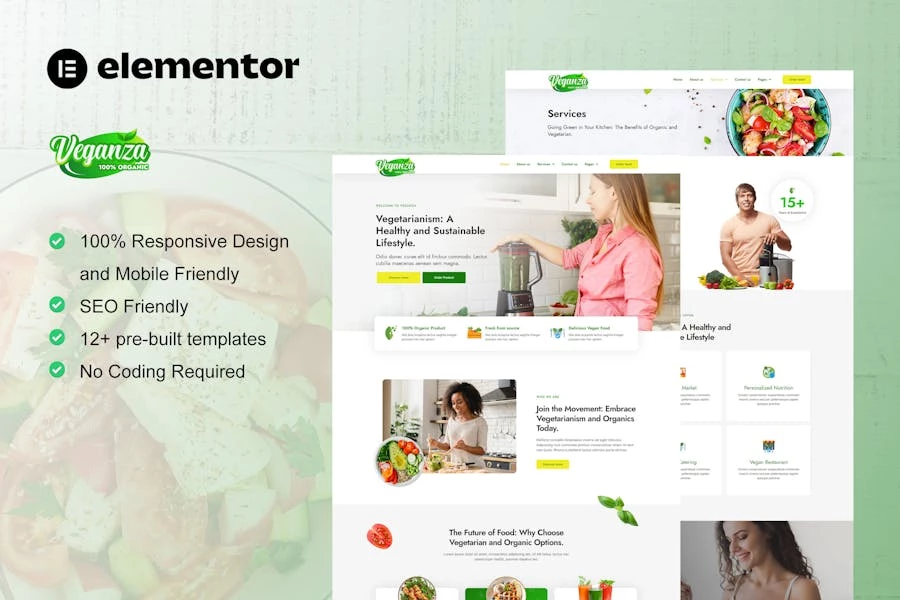 Veganza - Template Kit Elementor para alimentos orgánicos y vegetarianos