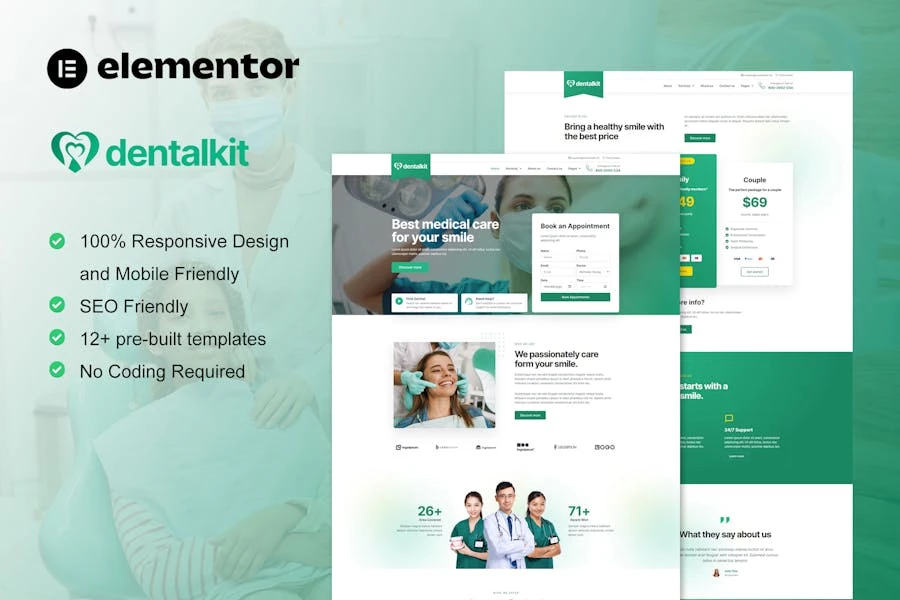 Dentalkit - Template Kit Elementor para dentistas y servicios médicos