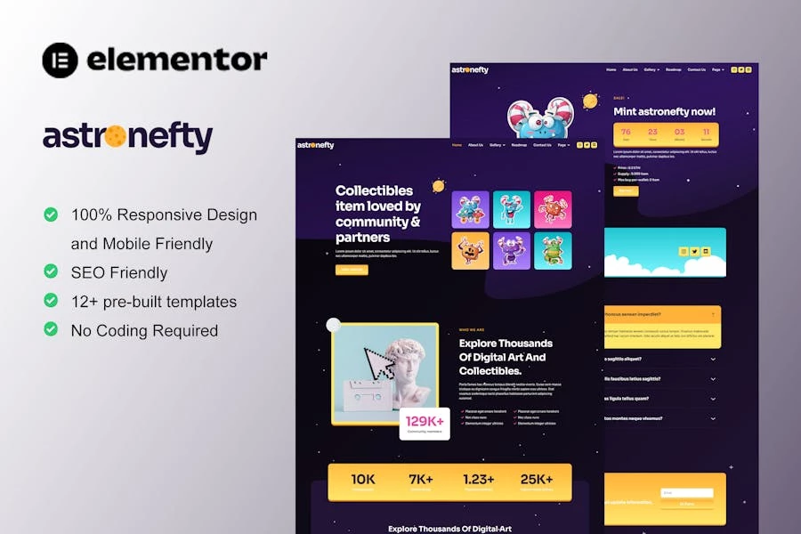 Astronefty - Template Kit de NFT Porfolio Elementor