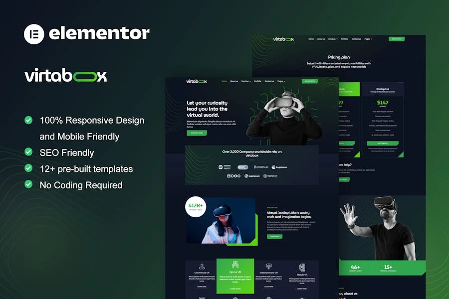 VirtaBox - Template Kit Elementor para servicios de realidad virtual